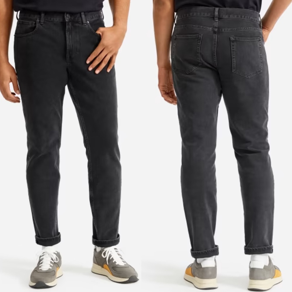 Everlane Uniform Athletic Jean 4 Way Stretch Organic Cotton Washed Black 38x32